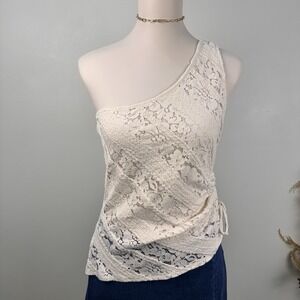 H&M DIVIDED One-Shoulder Lace Wrap Top - Cream/Off-White - Size Medium NWOT